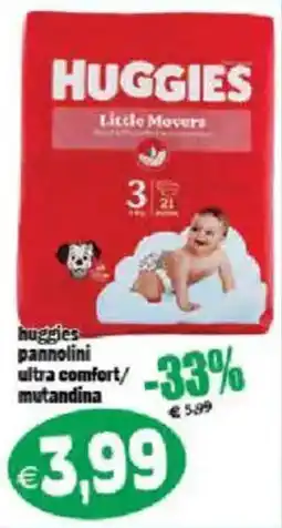 Il Castoro Supermercati Huggies pannolini ultra comfort/mutandina offerta