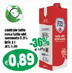 Il Castoro Supermercati centrale latte roma latte uht scremato 0.3% offerta