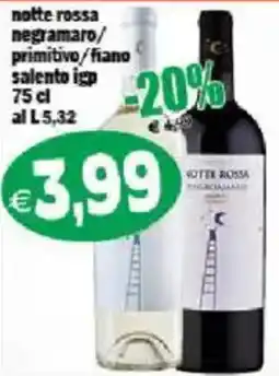Il Castoro Supermercati notte rossa negramaro/primitivo/fiano offerta