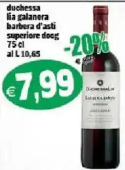 Il Castoro Supermercati Duchessa lia galanera barbera d'asti superiore docg offerta