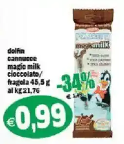 Il Castoro Supermercati dolphin cannucce magic milk cioccolato offerta