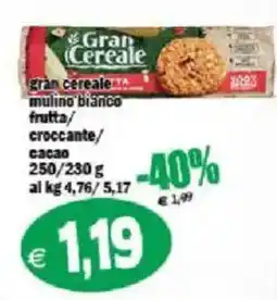 Il Castoro Supermercati Gran Cereale mulino bianco frutta/croccante/cacao offerta