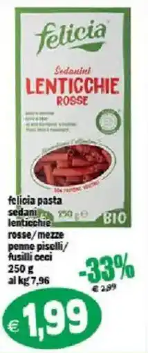 Il Castoro Supermercati felicia pasta sedani lenticchie rosse offerta