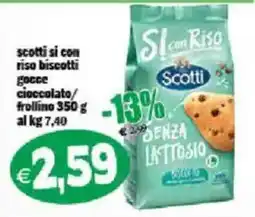 Il Castoro Supermercati Scotti si con riso biscotti gocce cioccolato/frollino offerta