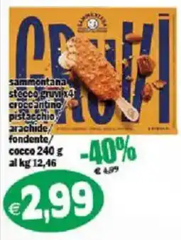 Il Castoro Supermercati Sammontana stecco gruvix4 croccantino pistacchio arachide/ fondente/ cocco offerta