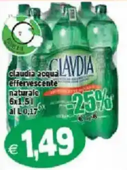Il Castoro Supermercati Claudia acqua effervescente naturale offerta
