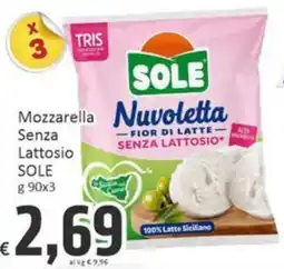 Paghi Poco Mozzarella senza lattosio Sole offerta
