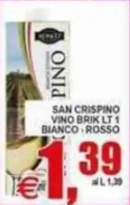 Pewex San Crispino vino brik lt 1 bianco rosso offerta