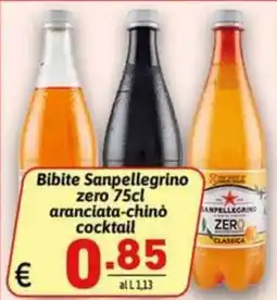 Ipercarni Bibite Sanpellegrino zero aranciata-chinò cocktail offerta