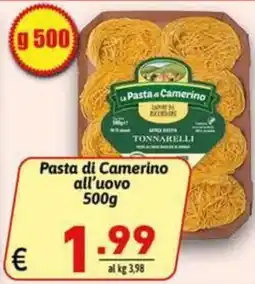 Ipercarni Pasta di Camerino all'uovo Tonnarelli offerta