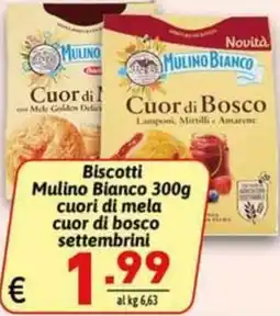 Ipercarni Biscotti Mulino Bianco cuori di mela cuor di bosco offerta