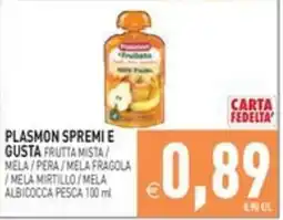 Pim Supermercati Plasmon Spremi e Gusta Frutta Mista offerta