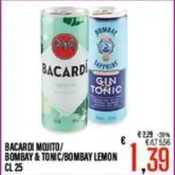 Supermercati EffePiù Bacardi Mojito/Bombay & Tonic/Bombay Lemon offerta