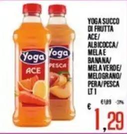 Supermercati EffePiù Yoga succo di frutta ace/ albicocca/ melae banana/ melaverde/ melograno pera/pesca offerta