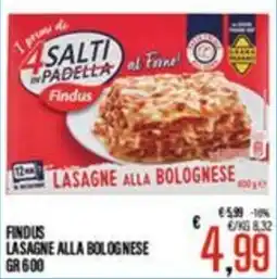 Supermercati EffePiù Findus Lasagne alla Bolognese offerta