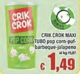 Top Supermercati Crik Crok pop corn-puf-barbeque-jalapeno offerta