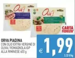 Pim Supermercati Orva piadina con olio extra vergine di oliva / romagnola igp alla riminese offerta