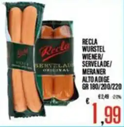 Supermercati EffePiù Recla Wurstel Wiener/Servelade/Meraner offerta