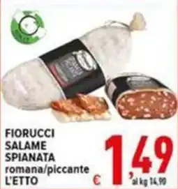 Iper Triscount Fiorucci salame spianata romana/piccante offerta