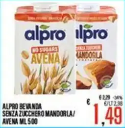 Supermercati EffePiù Alpro bevanda senza zucchero mandorla/avena offerta