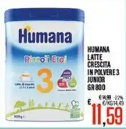 Supermercati EffePiù Humana Latte Crescita in Polvere 3 Junior offerta