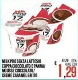 Supermercati EffePiù Milk Pro senza lattosio coppa cioccolato e panna offerta