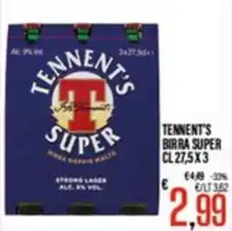 Supermercati EffePiù Tennent's Birra Super offerta