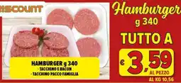 Iper Triscount Hamburger tacchino e bacon/tacchino pacco famiglia offerta
