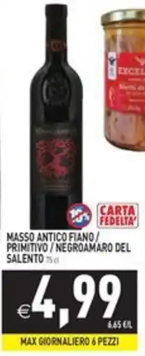 Pim Supermercati Masso Antico Fiano / Primitivo / Negroamaro del Salento offerta