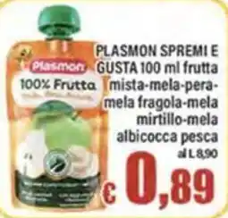 Top Supermercati Plasmon spremi e gusta 100 ml frutta offerta