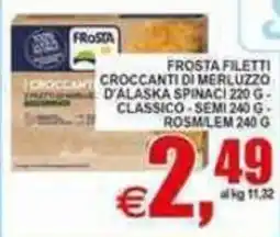 Pewex Frosta filetti croccanti di merluzzo d'alaska spinaci classico semi offerta
