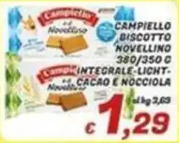 Idromarket Campiello biscotto novellino integrale light cacao e nocciole offerta