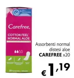 Eurospesa Assorbenti normali distesi aloe Carefree offerta