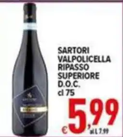 Iper Triscount Sartori Valpolicella Ripasso Superiore D.O.C. offerta