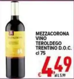 Iper Triscount Mezzacorona vino teroldego trentino d.o.c. offerta