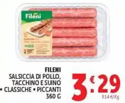 Deco Market Fileni Salsiccia di pollo, tacchino e suino classiche piccanti offerta