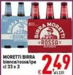 Iper Triscount Moretti birra bianca/rossa/ipa offerta