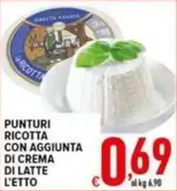 Iper Triscount Punturi ricotta con aggiunta di crema di latte offerta
