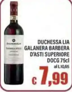 Top Supermercati Duchessa Lia Galanera Barbera d'Asti Superiore DOCG offerta