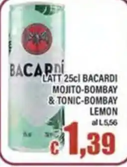 Top Supermercati Latt 25cl Bacardi Mojito-Bombay & Tonic-Bombay Lemon offerta