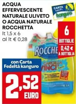Kanguro Acqua effervescente naturale uliveto o acqua naturale Rocchetta offerta