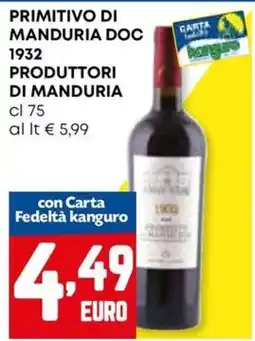 Kanguro Primitivo di Manduria DOC 1932 offerta