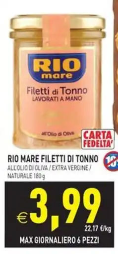 Pim Supermercati Rio mare filetti di tonno offerta