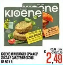 Supermercati EffePiù Kioene miniburger spinaci/zucca e carote/broccoli offerta