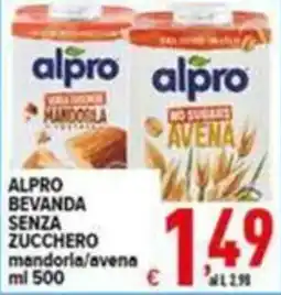 Iper Triscount Alpro bevanda senza zucchero mandorla/avena offerta