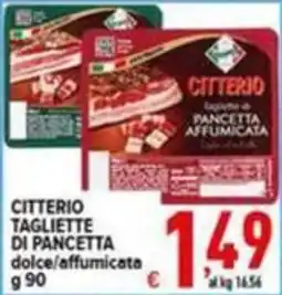 Iper Triscount Citterio tagliette di pancetta dolce/affumicata offerta