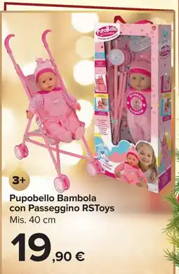 Carrefour Market Pupobello Bambola con Passeggino RSToys offerta