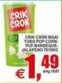 Pewex Crik Crok Maxi Tubo Pop Corn Puf-Barbeque-Jalapeno offerta