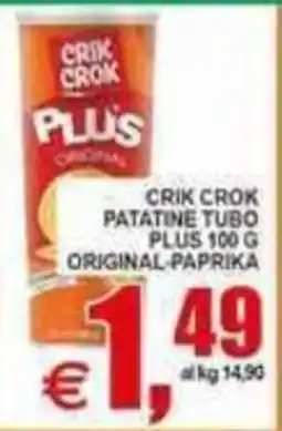 Pewex Crik Crok patatine tubo plus original paprika offerta