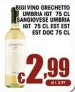 Sacoph Bigi vino grechetto umbria igt sangiovese umbria igt est doc offerta